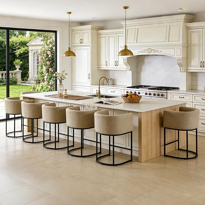 ClinQ 26" H Counter Height Bar Stools Set of 1, Modern Barrel Counter Stools - Image 8
