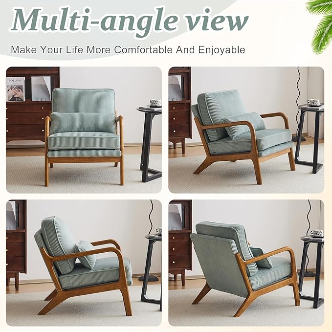 VINGLI Upgraded Premium Corduroy Accent Chairs Set of 2, Upholstered Arm Chair - Image 8