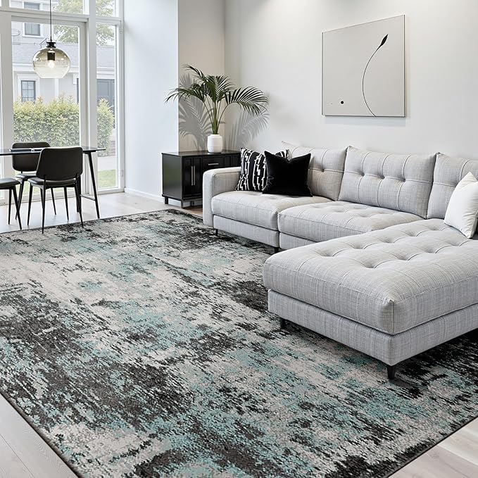 RELEANY Washable Area Rugs 10'x14 Non-Slip Modern Abstract Soft by RELEANY