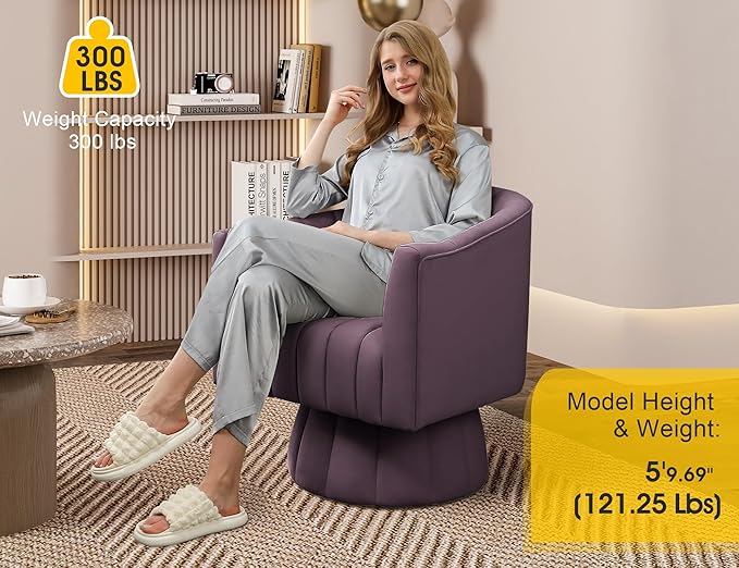 Dewhut Swivel Accent Chair, 360° Swivel Barrel Chair - Image 3