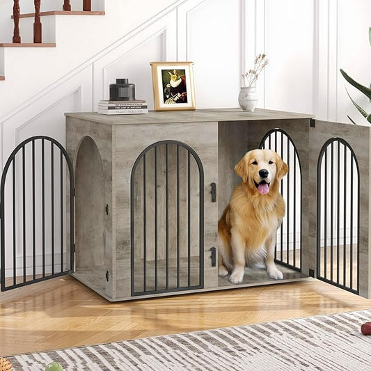 Hzuaneri 43.3" Wooden Dog Crate Furniture, Indoor Dog Kennel Dogs Cage by Hzuaneri