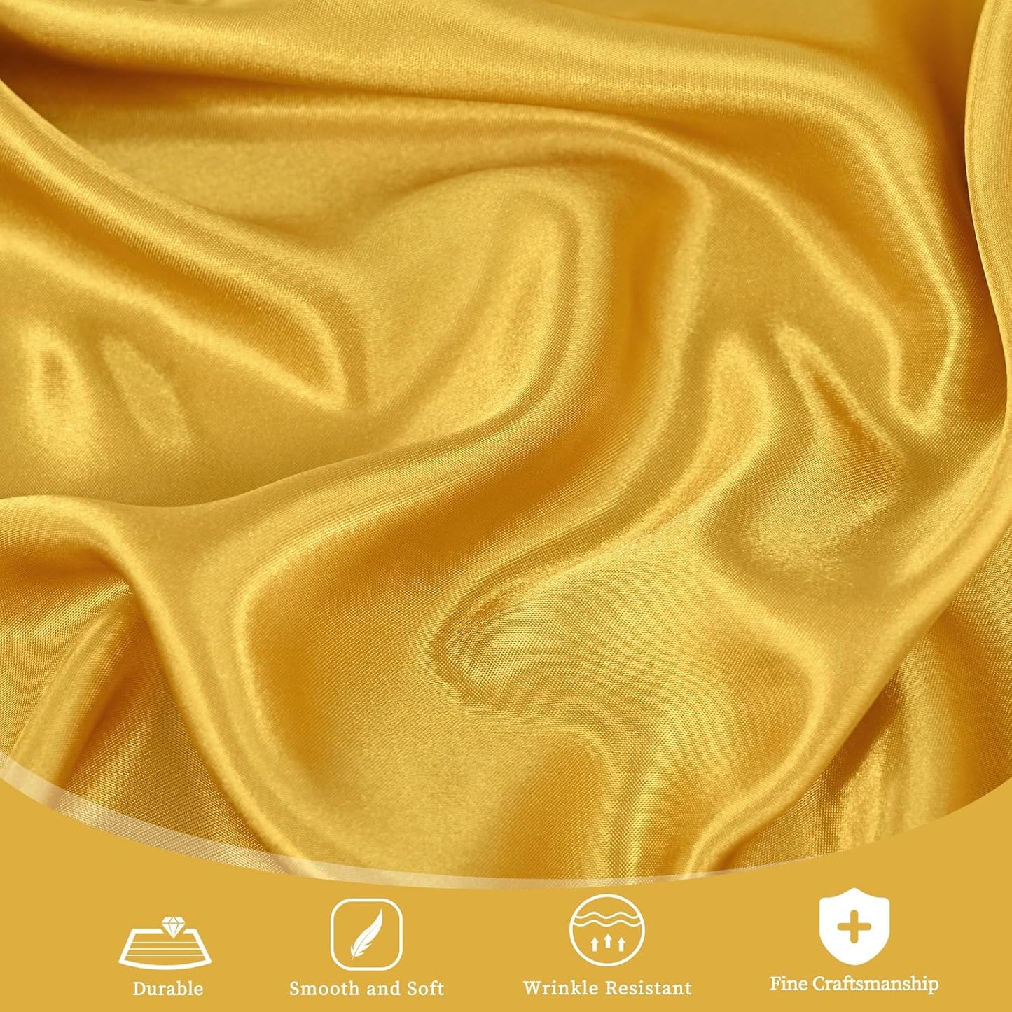 12 Pack 120 Inch Gold Satin Tablecloth - Premium Bright Silky Round Tablecloth Overlay Smooth Fabric Table Cover, Table Decoration for Wedding Party Banquet Events Restaurant Kitchen Dining