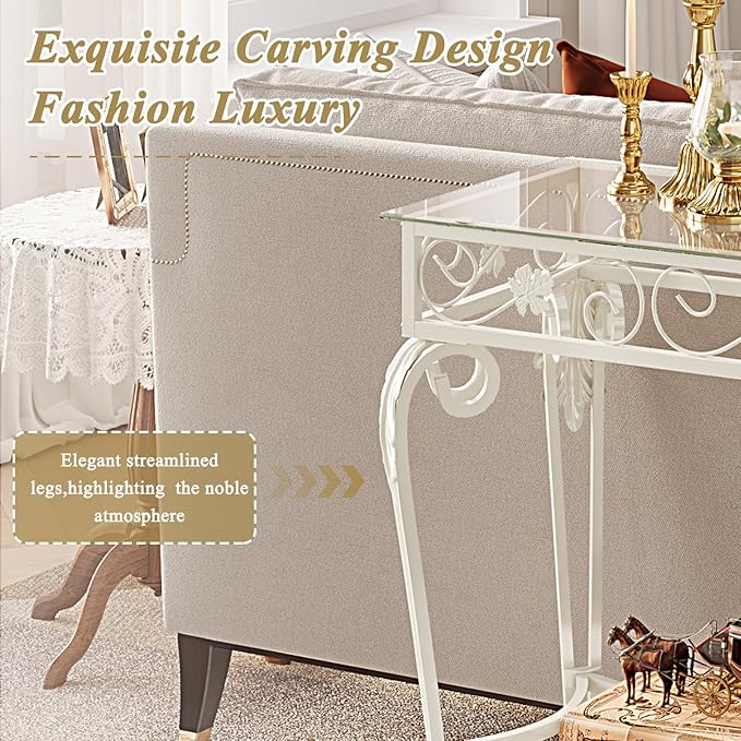 HavenlyYouth Console Table 47.2", Tempered Glass Sofa Table - Image 7