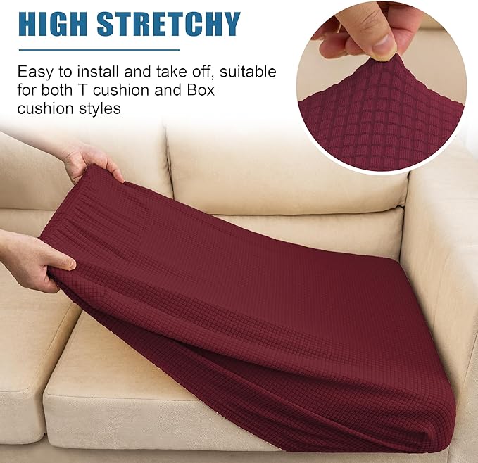 Water Repellent Couch Cushion Cover Loveseat Cover, Stretch Sectional Sofa Seat - Image 6