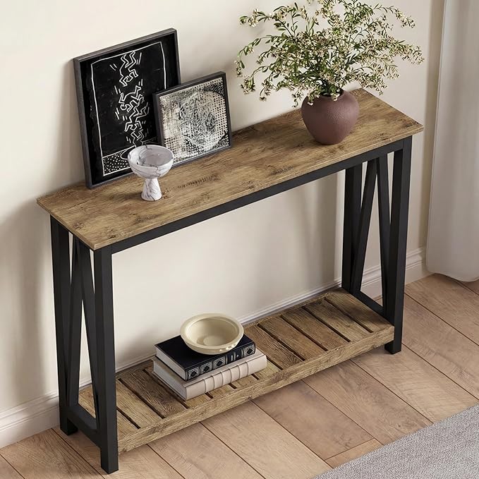 ChooChoo Farmhouse Console Table, Rustic Vintage Narrow Sofa Table - Image 5