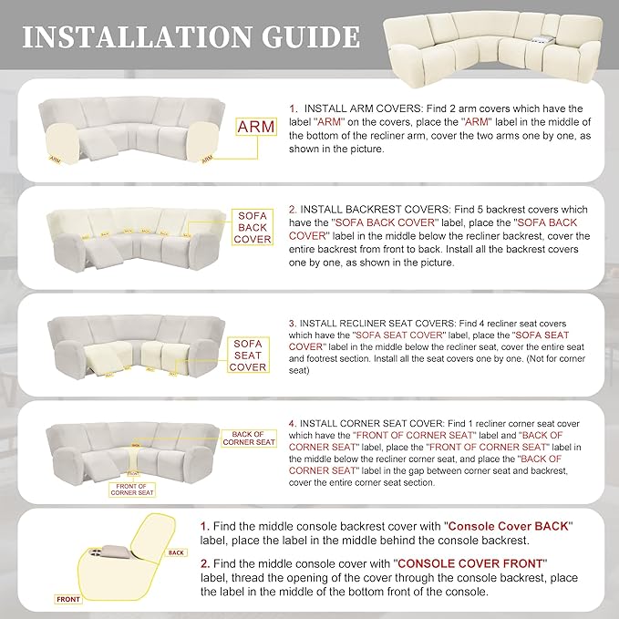 100% Waterproof Sectional Recliner Couch Covers - Image 7