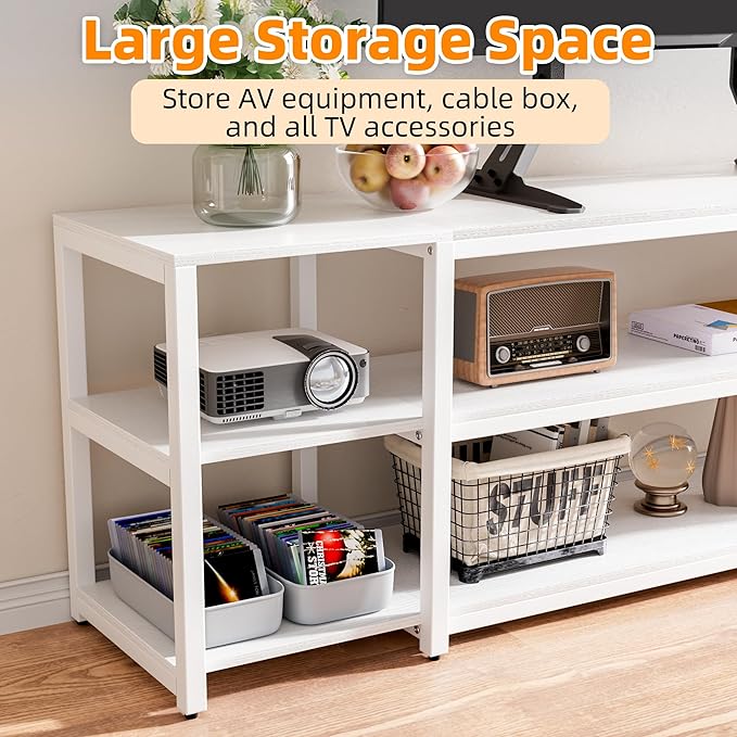 Aquzee White TV Stand for up to 85inch, Entertainment Center for 70 75 80 85" TV - Image 5