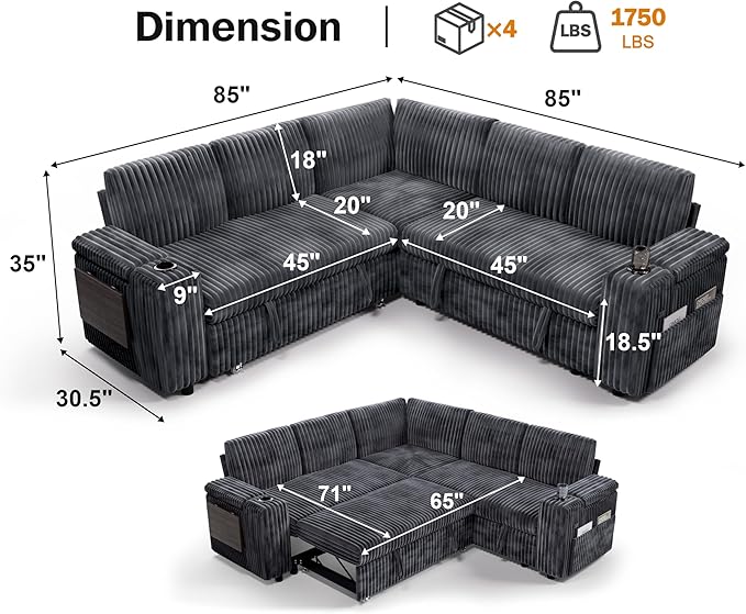 Vipbear 86" Modular Sectional Sleeper Sofa - Image 2