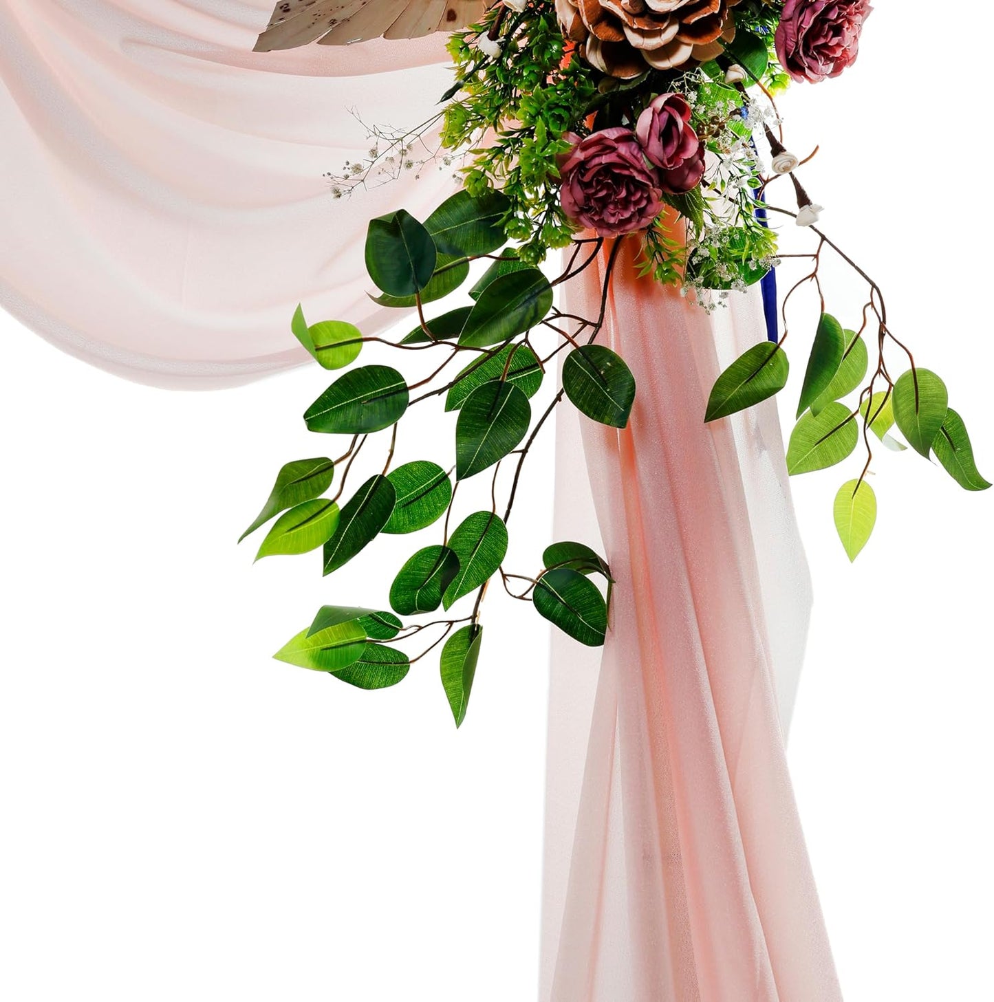 VDS Pack of 2 Panel (30 Inch X 50 Feet) Wedding Arch Draping Fabric Sheer Chiffon Fabric Drapery for Wedding Ceremony Reception Swag Backdrop Canopy Chuppah ARBO Altars Decoration (Dusty Rose)