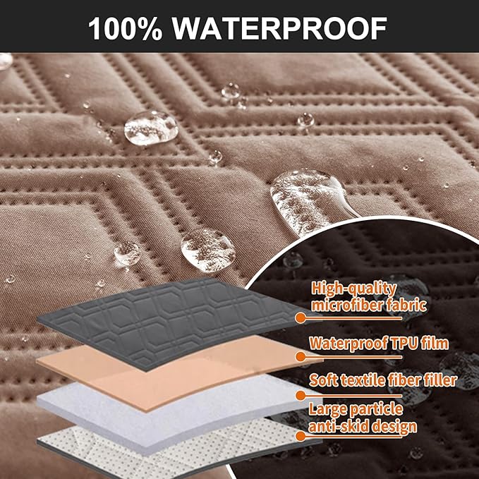 Genina Waterproof Couch Cover for Reclining Couch 3 Seater Non-Slip, Washable - Image 7