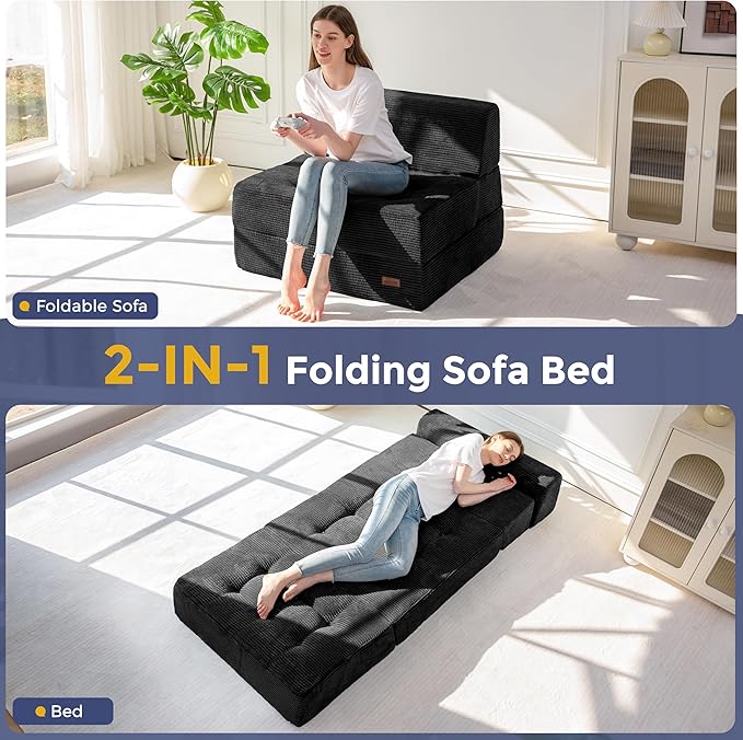 MAXYOYO 8" Folding Sofa Bed, Fold Out Chair Bed Sleeper Chair, Convertible - Image 3
