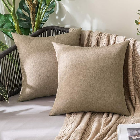 MIULEE Pack of 2 Decorative Outdoor Solid Waterproof Throw Pillow Covers Faux by MIULEE