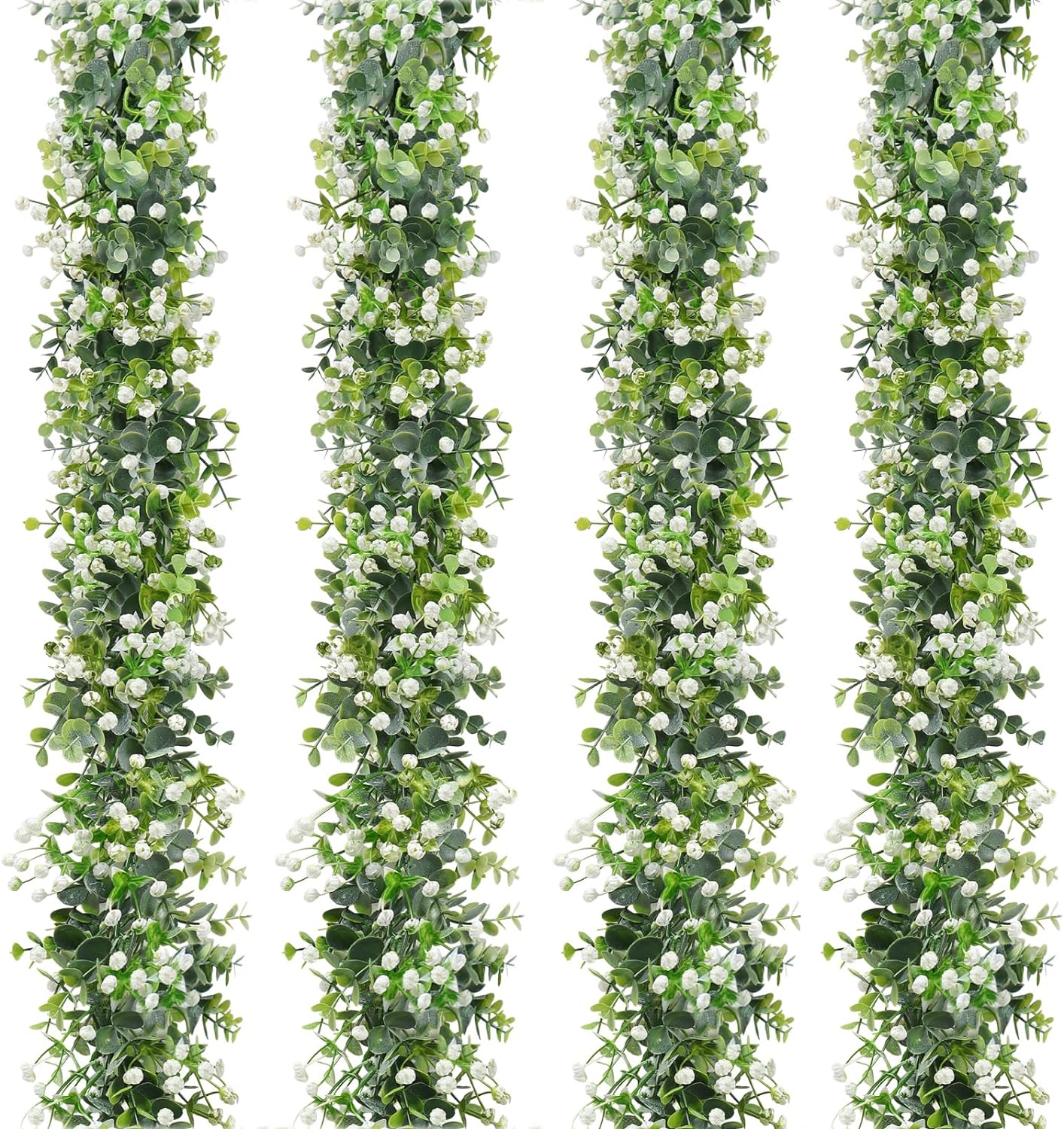 SOMYTING Artificial Eucalyptus Garland 4 Packs 6Ft Faux Eucalyptus Garlands Eucalyptus Leaves Table Greenery Garland Wreath Vines Artificial Vine Plants for Wedding Backdrop Arch Table Party Decor