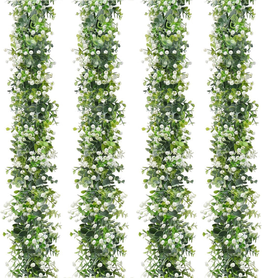 SOMYTING Artificial Eucalyptus Garland 4 Packs 6Ft Faux Eucalyptus Garlands Eucalyptus Leaves Table Greenery Garland Wreath Vines Artificial Vine Plants for Wedding Backdrop Arch Table Party Decor