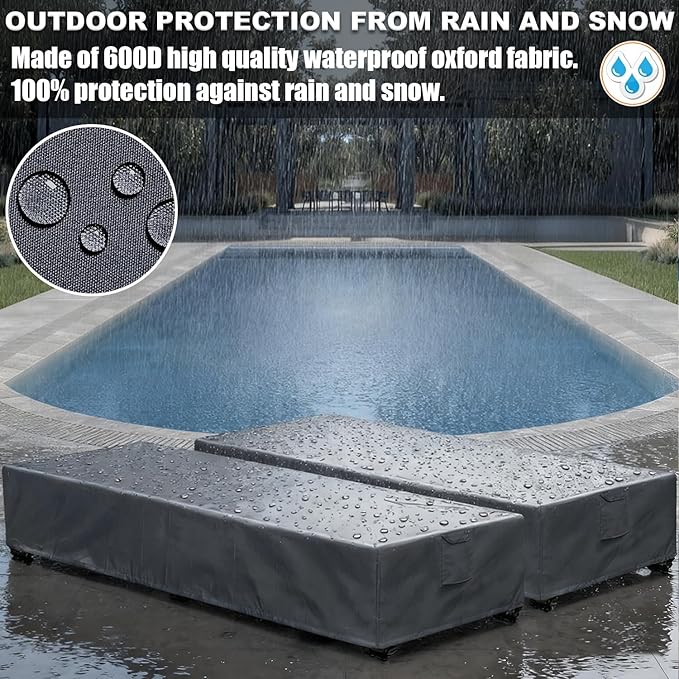 Lounge Chair Covers Outdoor Waterproof Patio Chaise Lounge Cover 600D Weather - Image 3