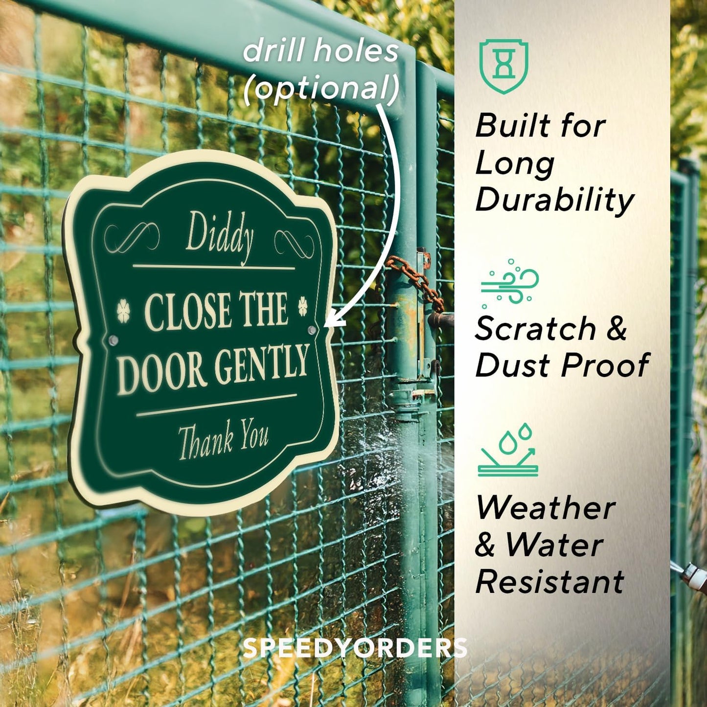 Custom Decorative Outdoor Signs, Personalized Aluminum Signs, Heavyweight, Driveway Sized, Waterproof, Made In USA, Forest Green, 18x12 In