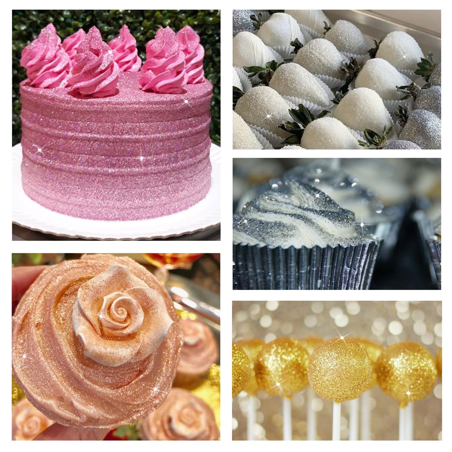 Rose Gold Edible Glitter for Cocktails, 5g Food Grade Glitter, Rose Gold Luster Dust Edible for Drinks, Cake Decorating, Cookies, Cupcakes, Macaron, Chocolate(0.18oz)