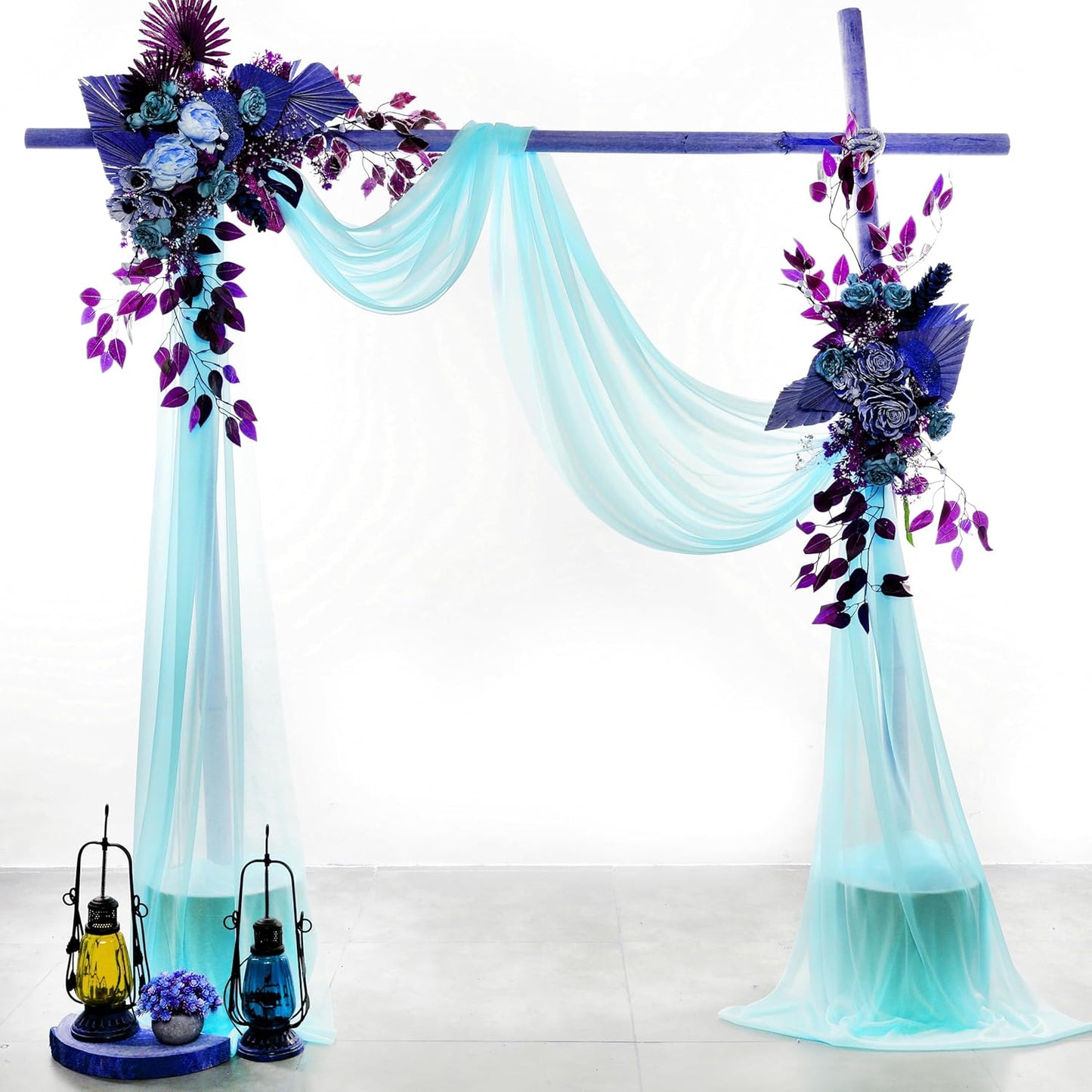 VDS Pack of 1 Panel (30 Inch X 20 Feet) Wedding Arch Draping Fabric Sheer Chiffon Fabric Drapery for Wedding Ceremony Reception Swag Backdrop Canopy Chuppah ARBO Altars Decoration (Teal)