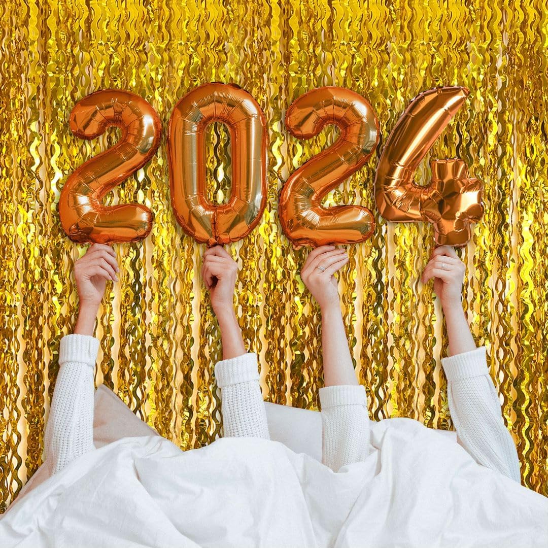 Gold Streamers Backdrop Curtains, Golden Birthday Party Decorations, Gold Wall Decor, Graduation Party Decorations, Bachelorette Parties Favor, Anniversary Decor, New Years Eve Party Supplies 2025