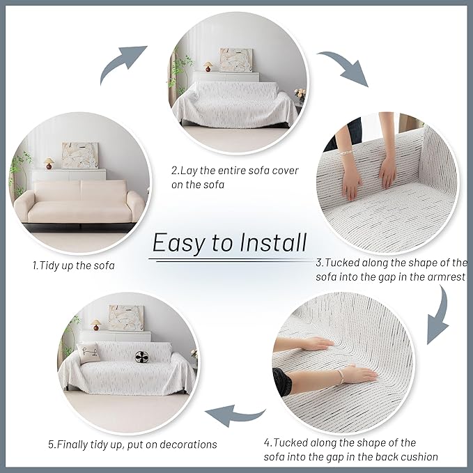 MYSKY HOME Couch Covers for 3 Cushion Couch Sofa, Sectional Couch Cover L Shape - Image 7