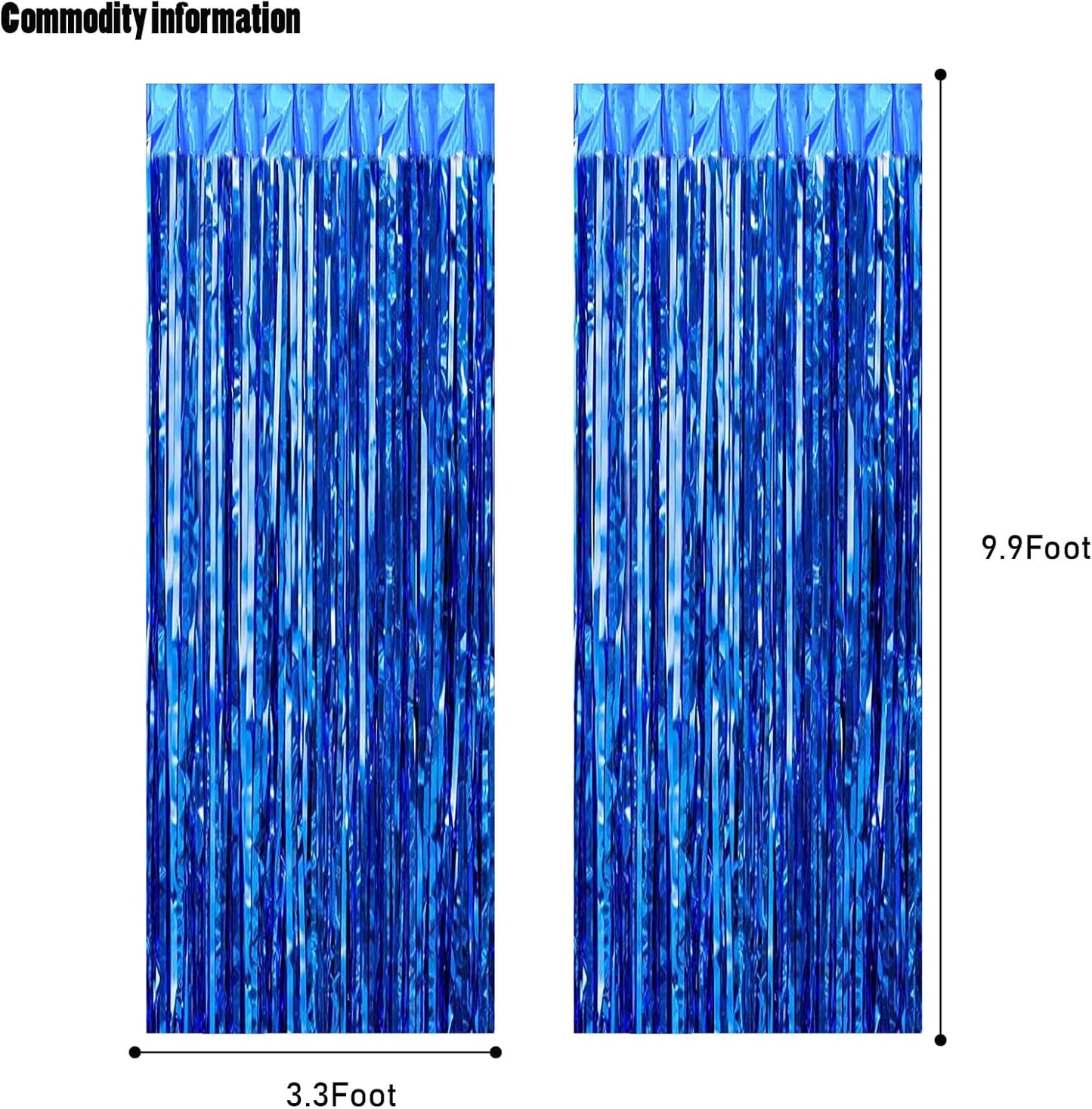 CANREVEL 2 Pack 3.3x8.2 Feet Dark Blue Foil Fringe Backdrop Curtains, Tinsel Streamers for Ocean Birthday Party Decorations, Graduation, Halloween, Under The Sea, Disco Party