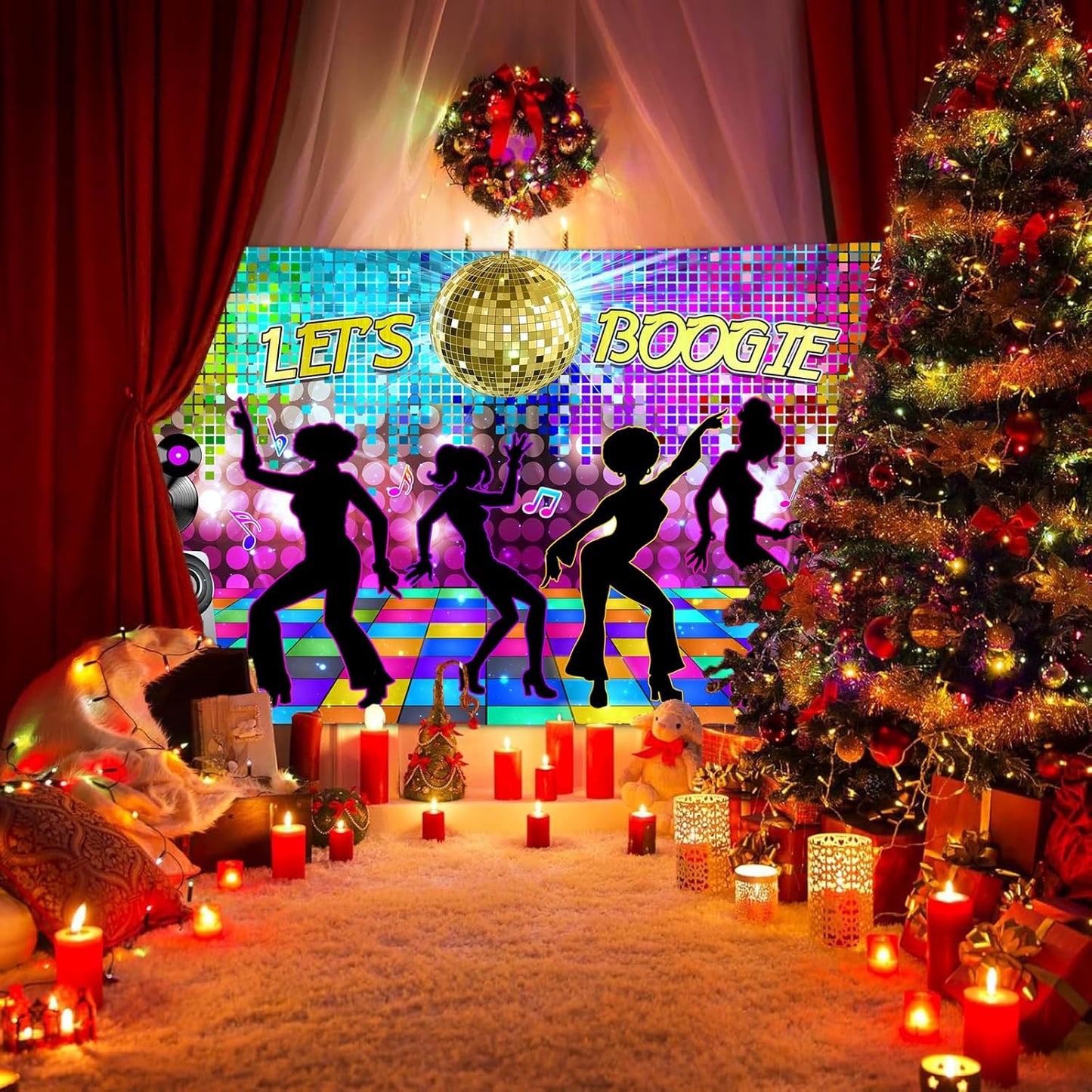 Disco Backdrop 7X5ft Retro Glow Party 70s 80s 90s Theme Stage Dance Background Disco Party Decoration Disco Ball Banner Dance Backdrop for Birthday Party Prom Portrait Photo Props Polyester, Multi