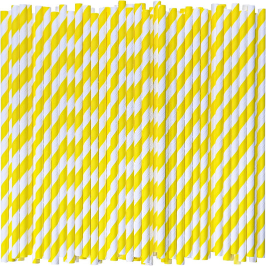 [1000 Count] Yellow Paper Drinking Straws, 7.75 Inch -Restaurant Bulk Pack