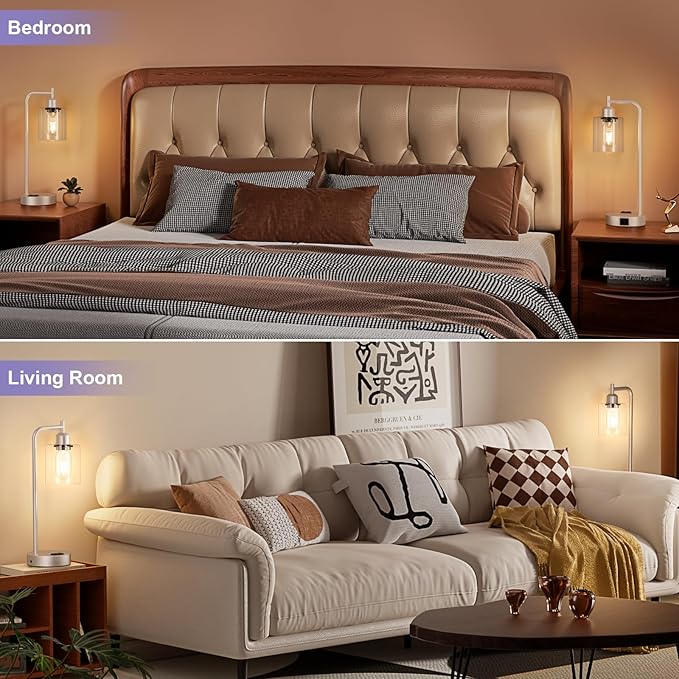 Industrial Touch Table Lamps for Bedrooms Set of 2 - Image 4