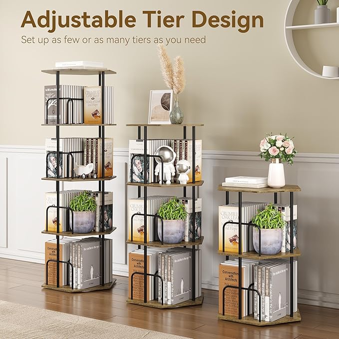 SUNMORY 4 Tier Rotating Bookshelf Tower, Revolving 360 ° Spinning Bookcase - Image 5