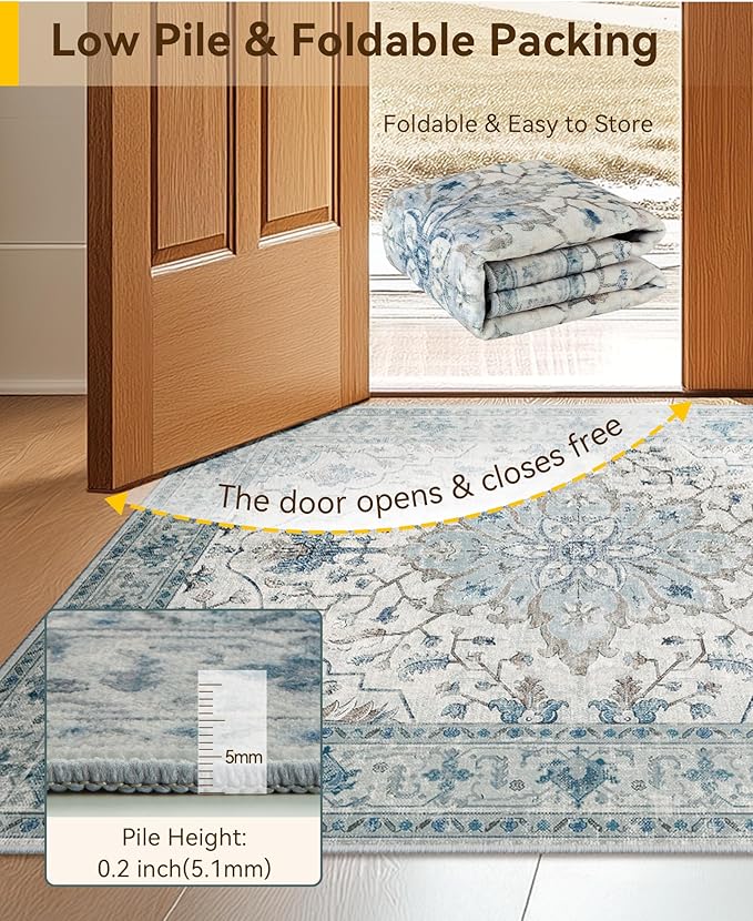 RELEANY Area Rugs 3'x8' Runner Rug Non Slip Washable - Image 5
