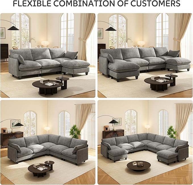 Ihanherry 107" Oversized V-Shaped Modular Sectional Sofa, Cloud Couch - Image 7
