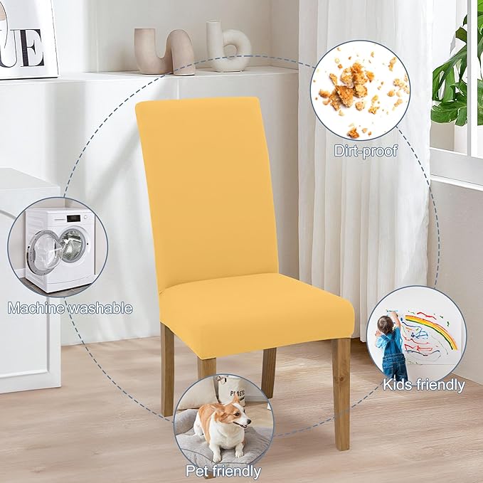 BIETYONE Stretch Dining Chair Covers Set of 6, Soft Removable Washable Kitchen - Image 6