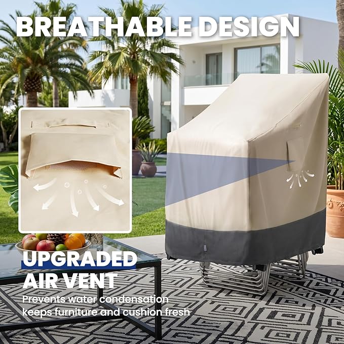 Extra Heavy Duty Stackable Patio Chair Covers Waterproof 2 Pack, Patio - Image 6
