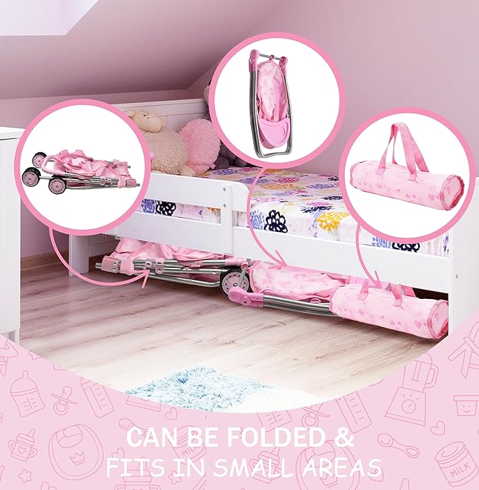 Baby Doll Stroller Bed and Swing Nursery Playset, Baby Doll Accessories - Image 7