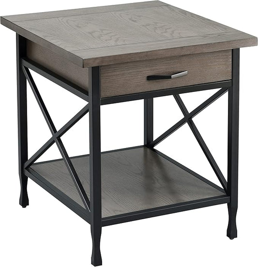 Leick Home 23007 Chisel & Forge One Drawer X Design Mixed Metal and Wood Side by LeickFurniture