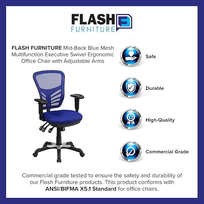 Flash Furniture Nicholas Mid-Back Swivel Office and Gaming Chair, Ergonomic - Image 11