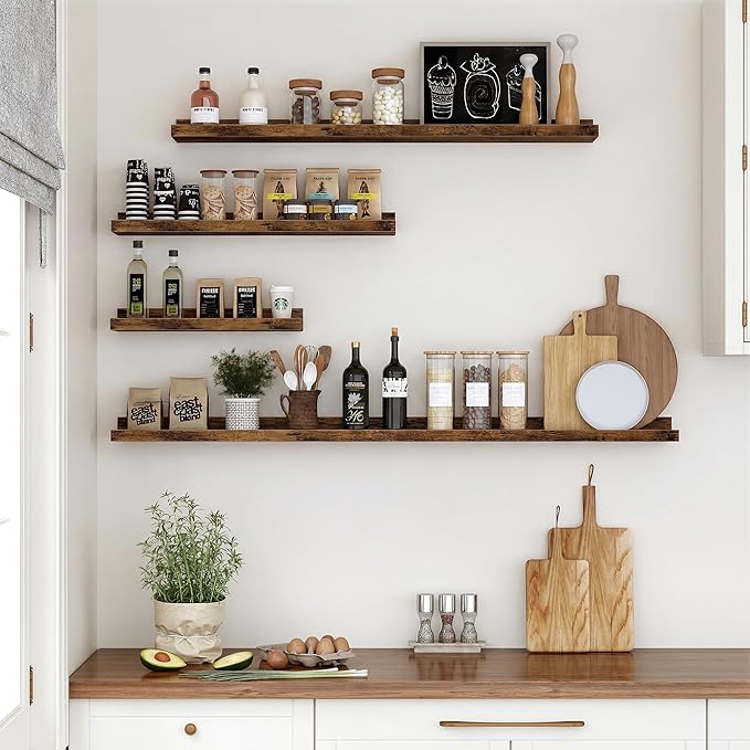 Floating Shelves for Wall, 16 inch Wood Floating Shelves Set of 2, Picture - Image 5