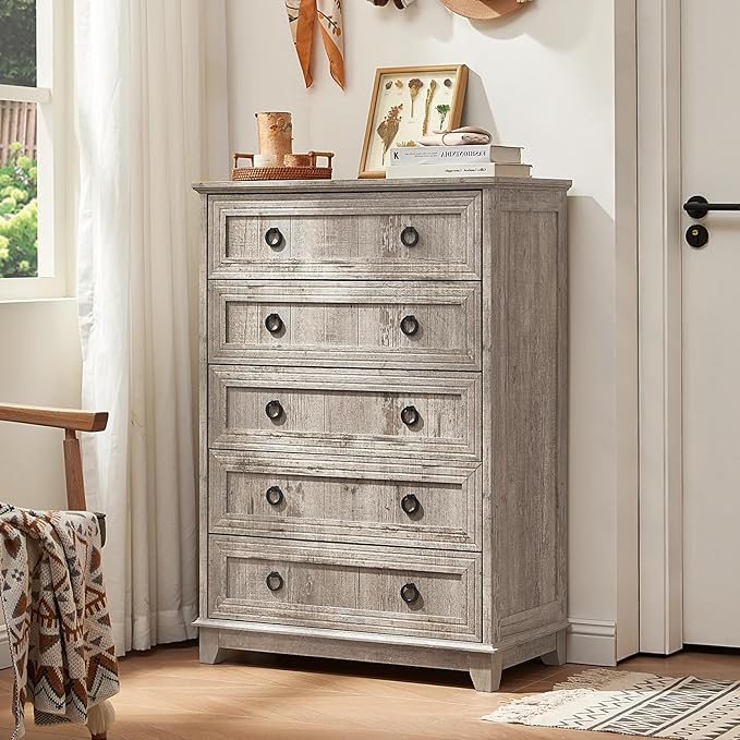 Joaxswe Farmhouse 5 Drawer Dresser - Image 5
