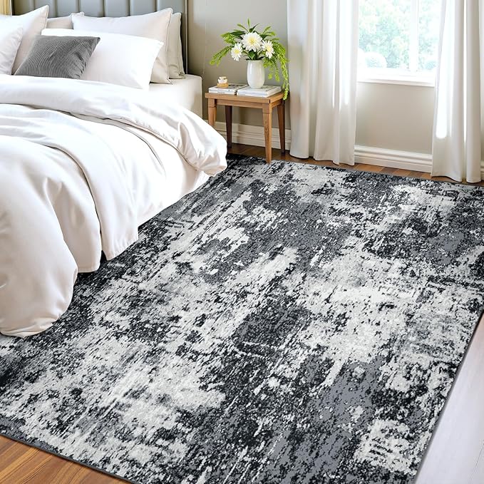 RELEANY Washable Area Rugs 4'x6' Non-Slip Modern Abstract Soft - Image 3