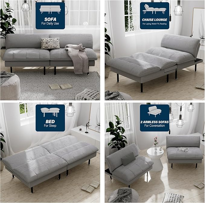 Ribilake 70" Futon Sofa Bed, 4 in 1 Multi-Function Couch Sleeper - Image 5