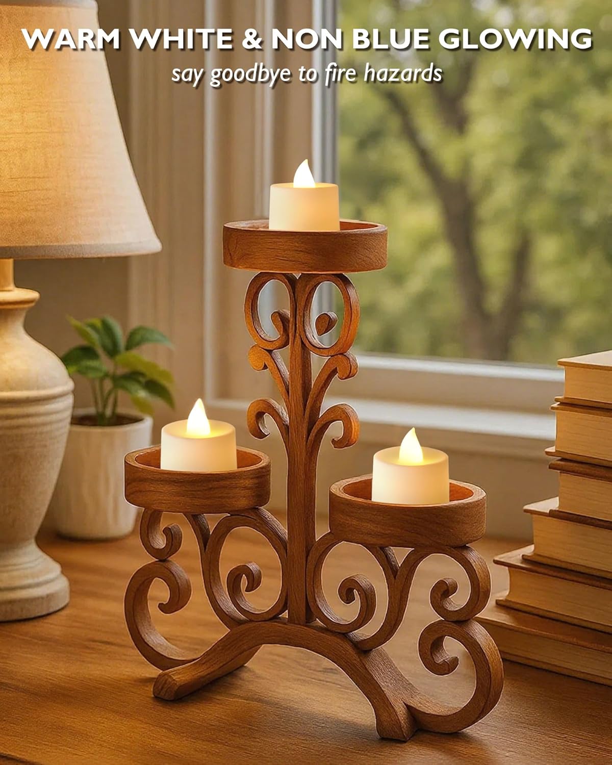 Amagic 24 Pack LED Tea Lights, Flameless Votive Candles, Lasting Electric Fake Small Candles, Battery Operated Tealights Candles for Halloween, Christmas, Home Decor, Wedding, Party, Festival (White)