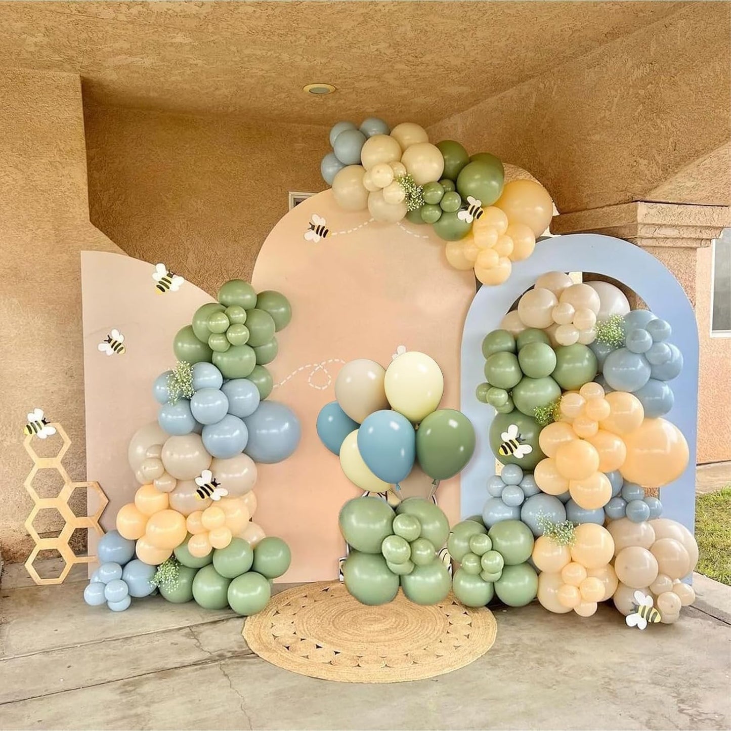 Sage Green Blue Balloons, 12 Inchs Dusty Blue Yellow Avocado Green Apricot Balloons for Girls Kids Birthday Party Wedding Anniversary Engagement Bridal Baby Shower Decorations