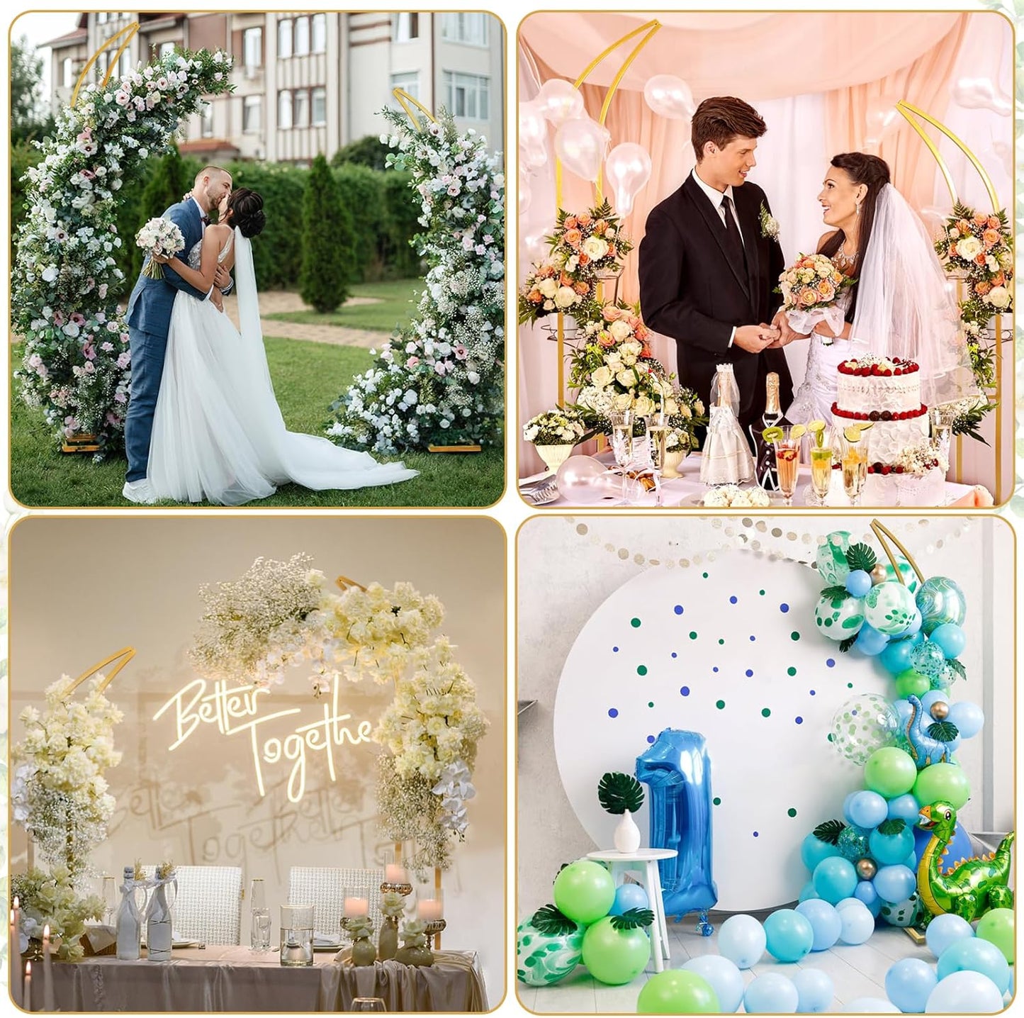Wedding Arch Stand - 2pcs Large 5.9&6.9Ft Balloon floral Arch Stand Half Arch Flower Frame Photography Backdrop stand, Metal Heavy Firm Base for Bridal &Ceremony Baby Shower Birthday Party Decor,White