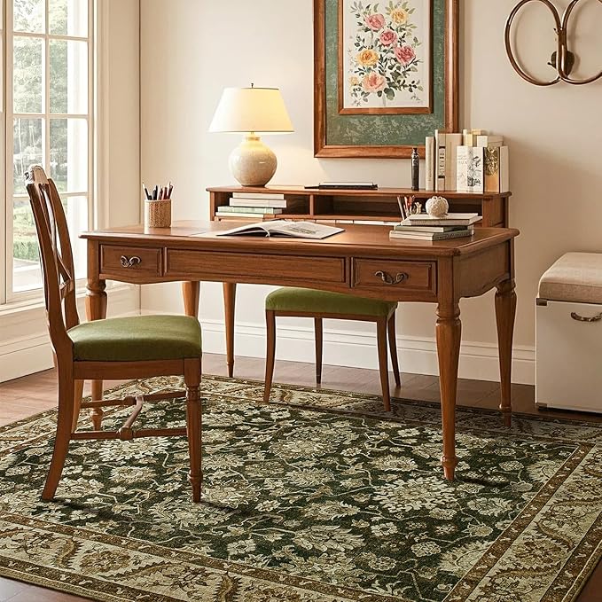 Area Rug for Living Room, 8x10 Area Rugs Washable, Retro Floral Non-Slip Carpet - Image 5