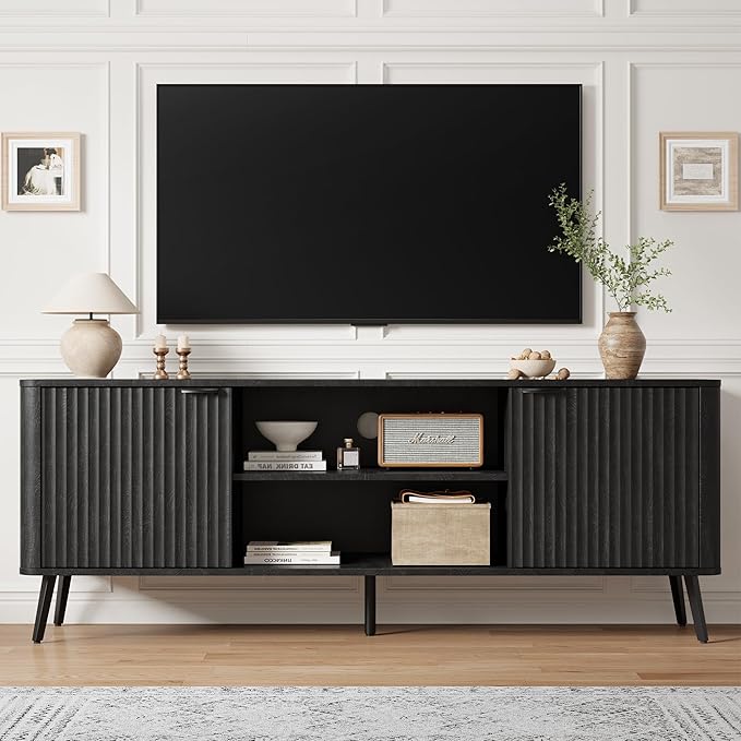 Fatmok Fluted Furniture Collection – 65" Buffet Cabinet, Mid Century Modern - Image 9
