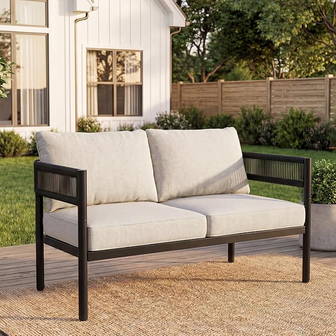 Gand Patio Outdoor Loveseat, Wicker Conversation Set - Image 5