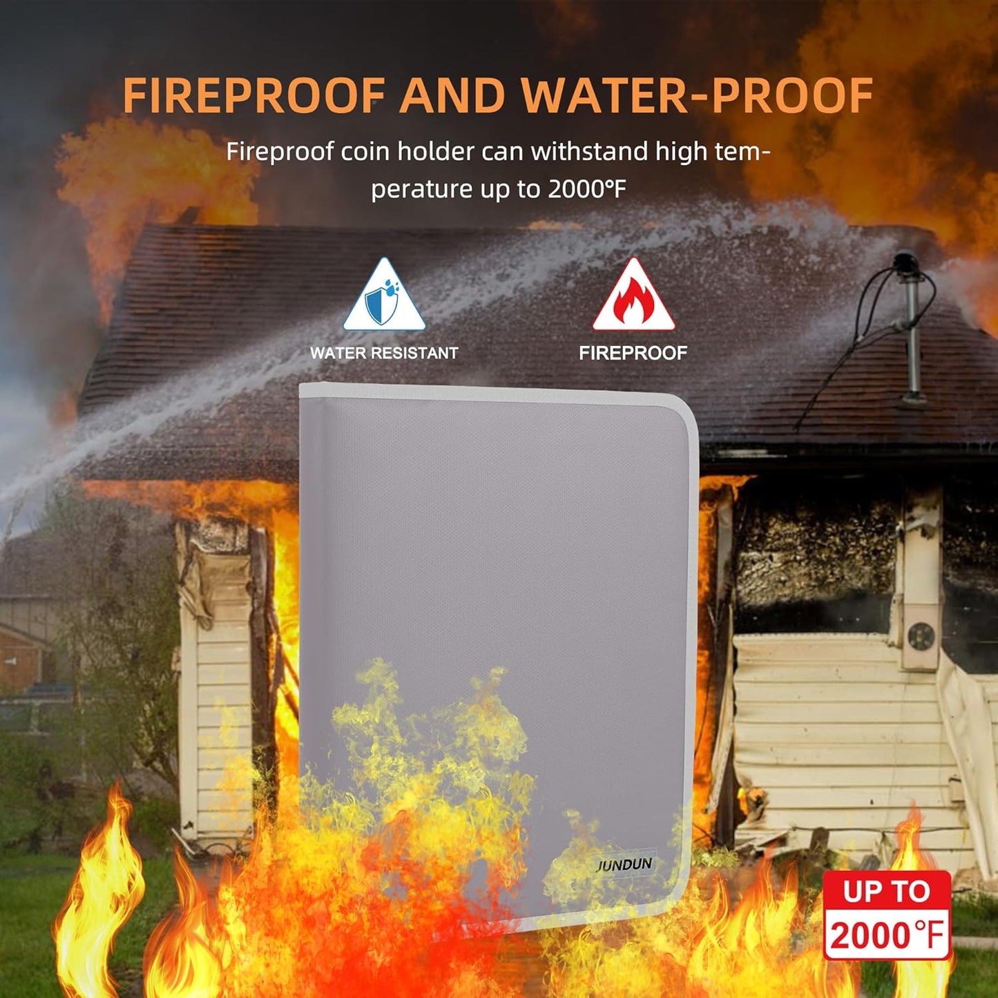 Coin Collection Book Holder for Collectors, 300 Pockets Fireproof Coins Collecting Album & 36 Sleeves Money Storage Case for Coin Currency Collection Supplies, Bill, Quarters, Stamp,Silver