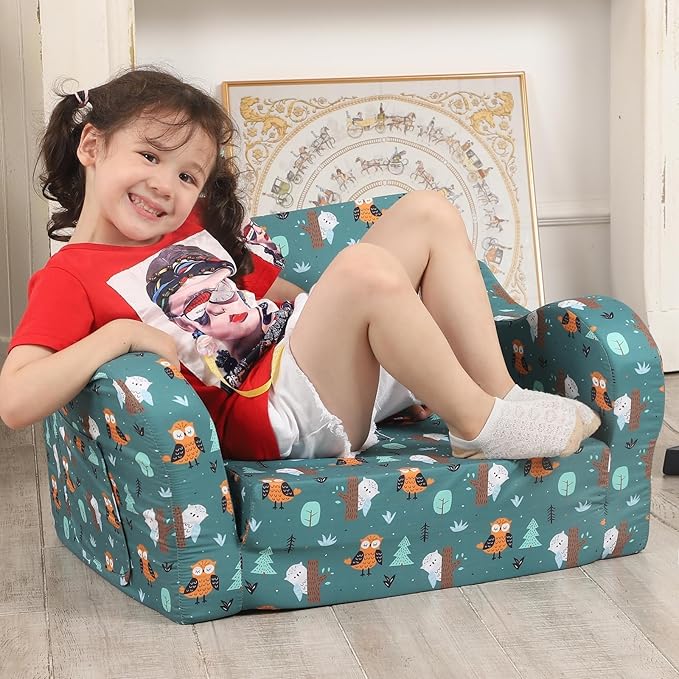 MOMCAYWEX Kids Sofa, 2-in-1 Flip-Out Foam Couch, Foldable Soft Play Lounge Chair - Image 4
