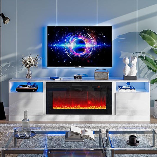 oneinmil 80” TV Stand with 36” Electric Fireplace, Large Modern Media by oneinmil