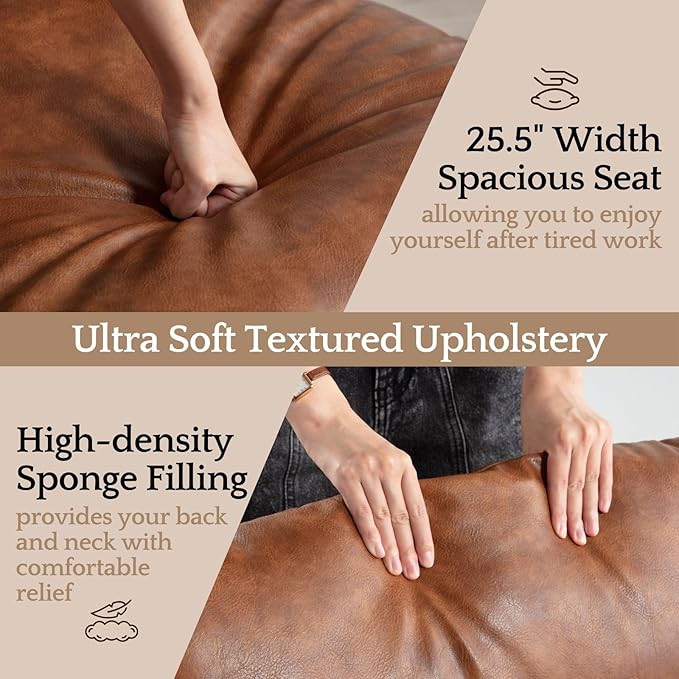 LukeAlon Modern PU Leather Accent Armchairs Set of 2, Upholstered Lounge Chair - Image 6